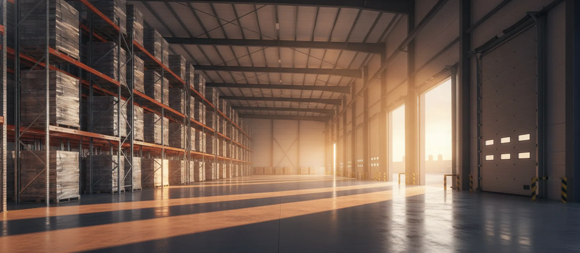 Giidjaa Hire warehouse interior in golden light